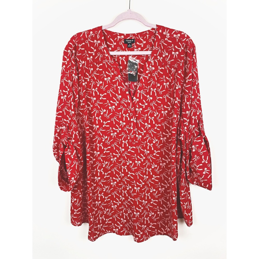 Torrid Harper Georgette Bow Print Blouse NWT 4X